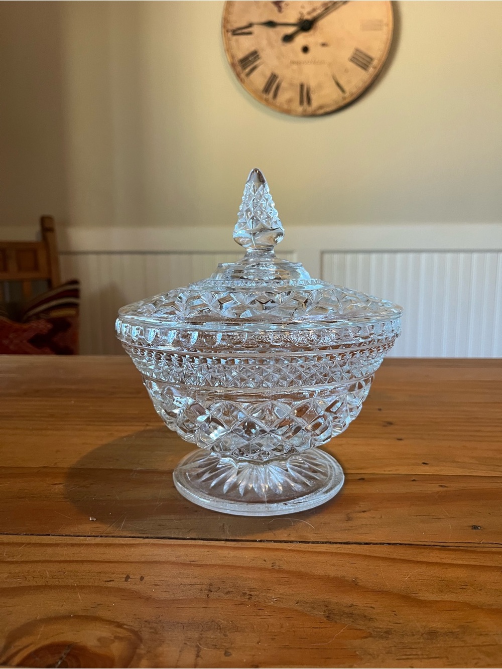 Vintage Anchor Hocking Wexford Pressed Glass Candy Dish w/Lid